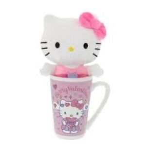 Hello Kitty Pink and White Coffee Mug with Hello Kitty Plush